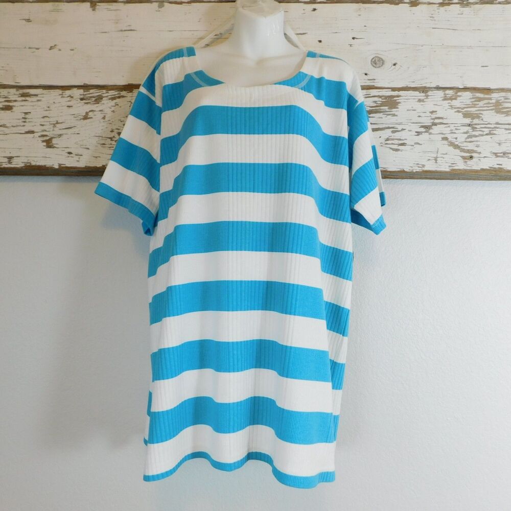 Earthquake of San Francisco Tunic L/XL Vintage 80s Scoop Neck Ribbed Striped NWT